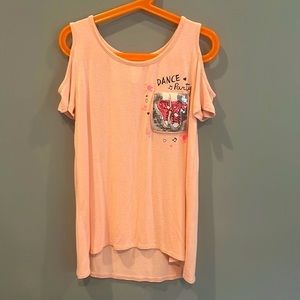 Justice pink short sleeved  Dance Party top!
